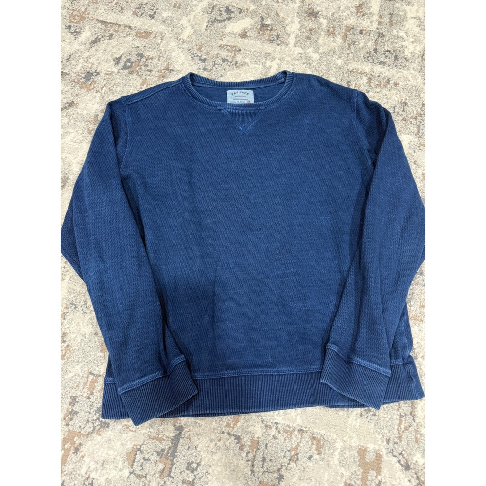 Fat Face Mens Small Indigo Blue Waffle Knit Crew Neck Pullover Sweater 09847